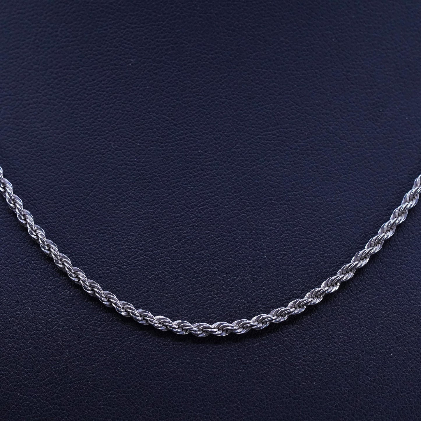 18” 3mm, vintage Sterling silver handmade necklace, 925 diamond rope chain
