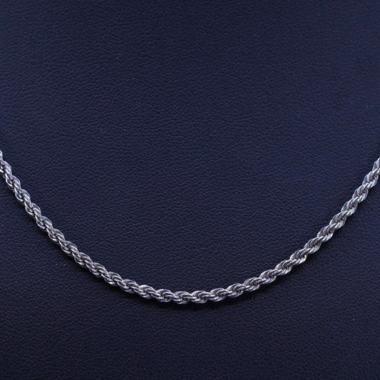 18” 3mm, vintage Sterling silver handmade necklace, 925 diamond rope chain