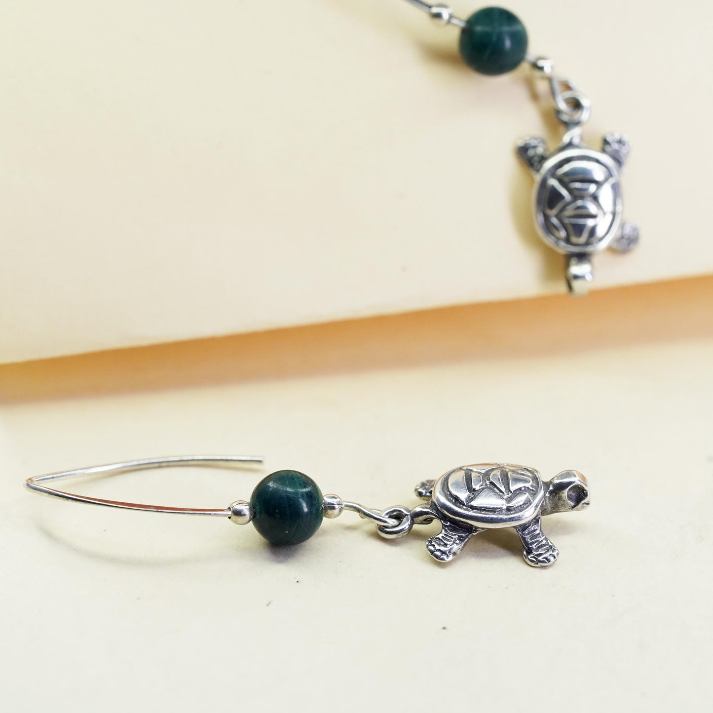 Vintage southwestern Sterling silver handmade earrings, 925 turtle dangles