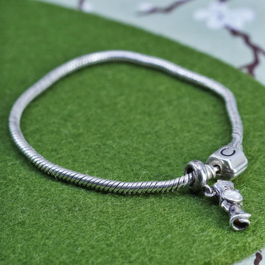 7.5”, Cham sterling silver handmade bracelet, 925 snake chain w/ diploma charm