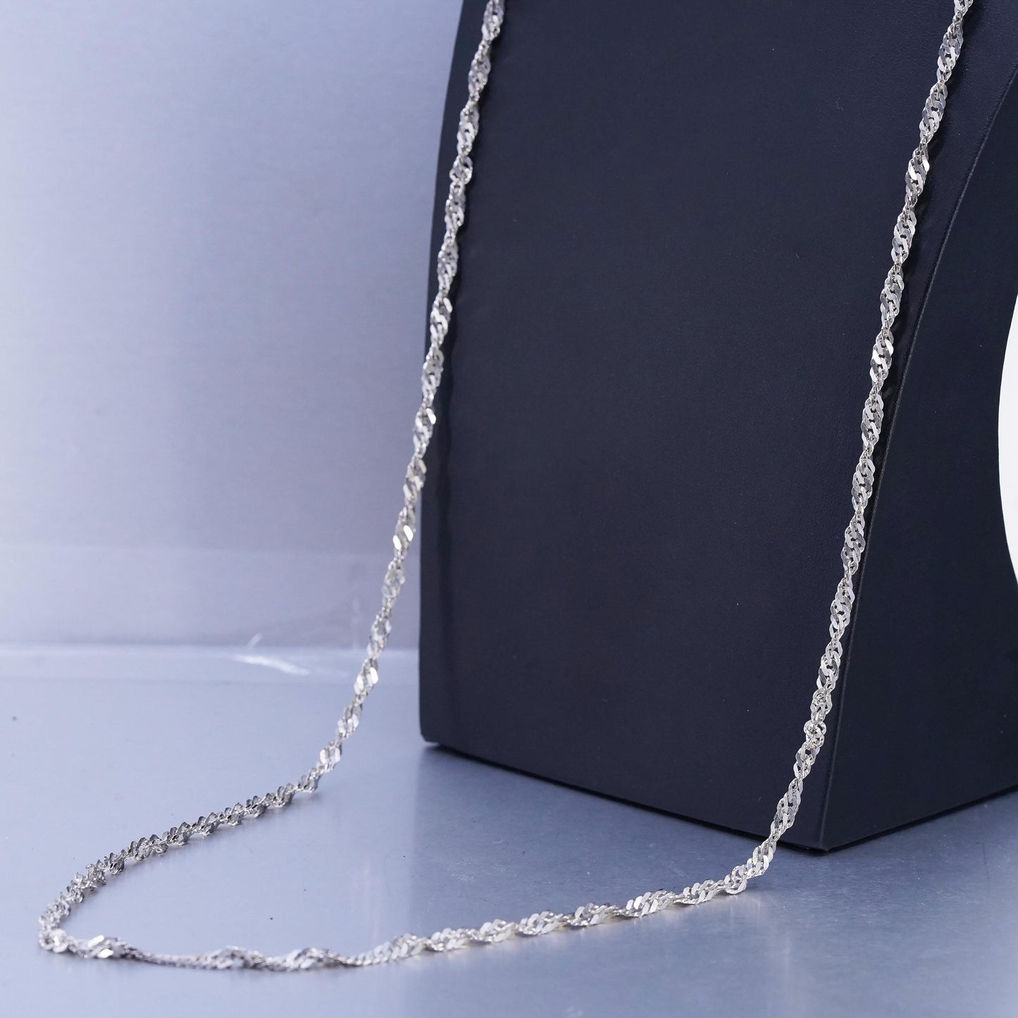 38" 4mm, vintage Sterling 925 silver extra long twisted curb chain necklace