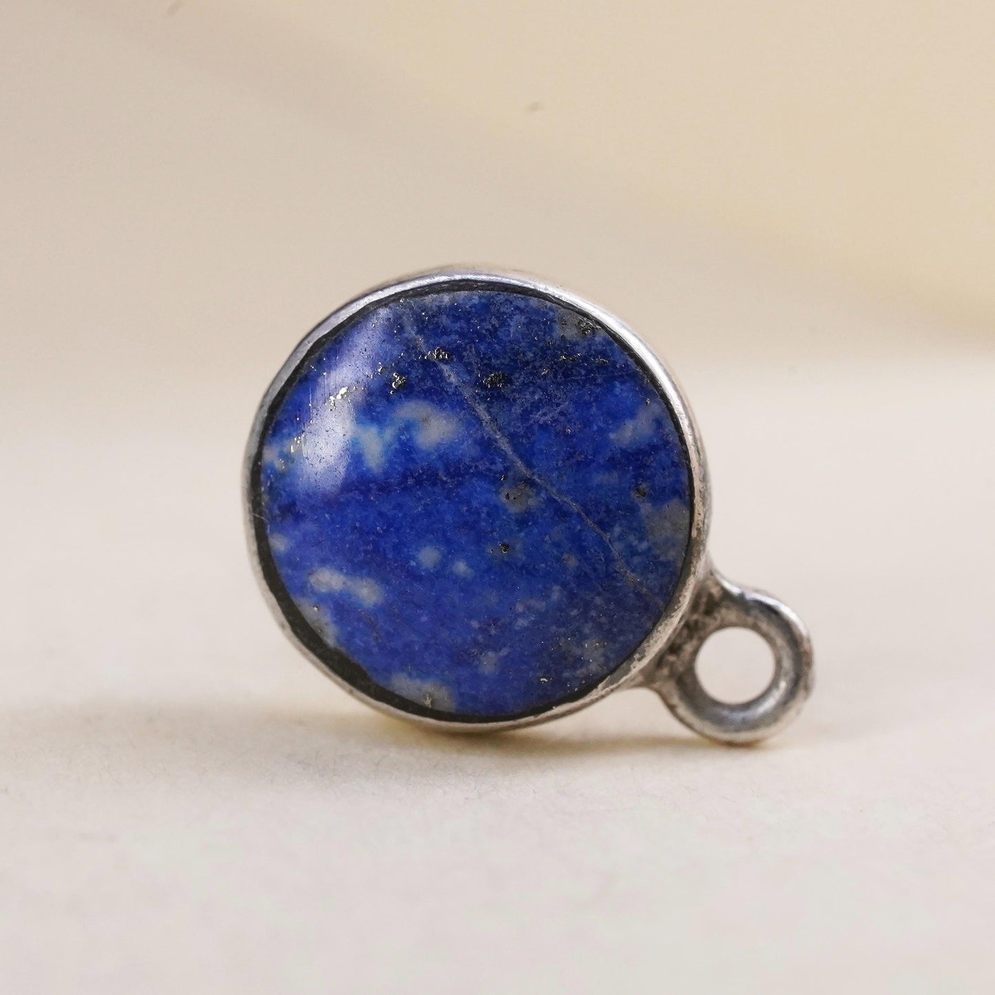 Native American Navajo single earring. Sterling 925 silver oval stud lapis