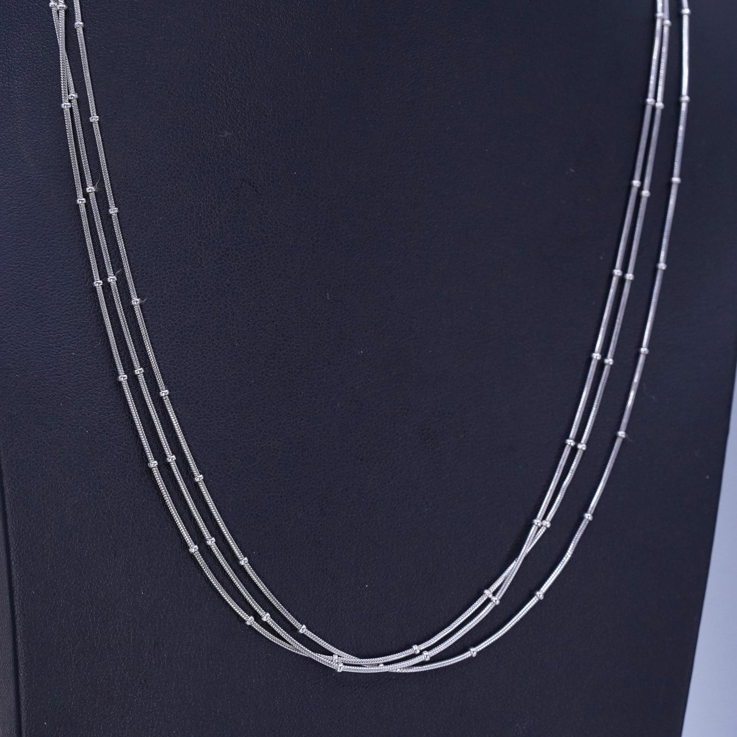 20”, Italian Sterling 925 silver multi strands snake chain necklace with beads
