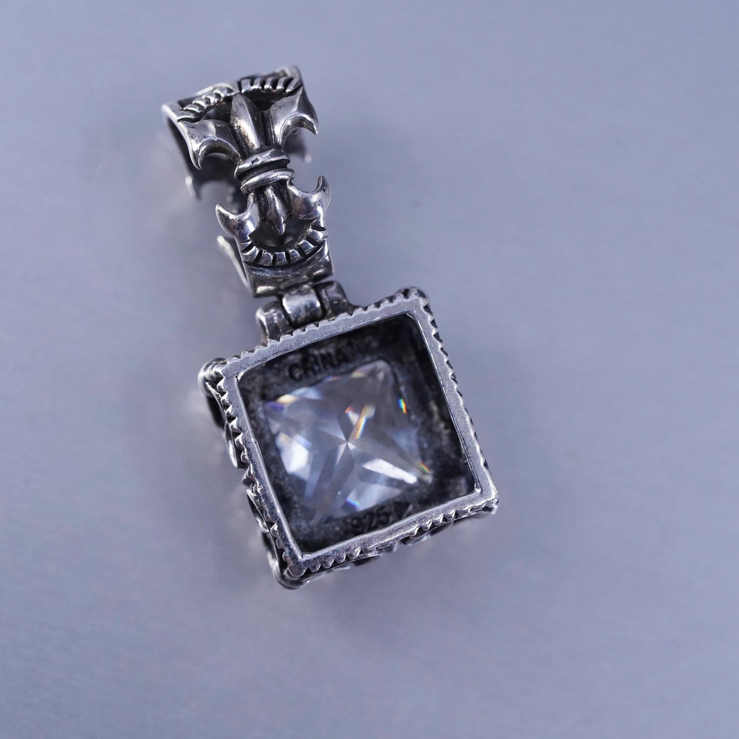 silpada Sterling 925 silver S0979 Uptown Cubic Zirconia fleur-de-lis Pendant