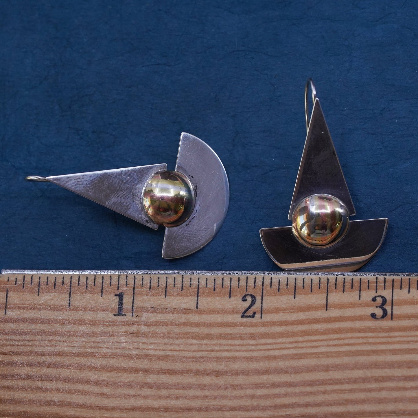 two tone southwestern S. Walker Sterling silver earrings, 925 teardrop Dangles