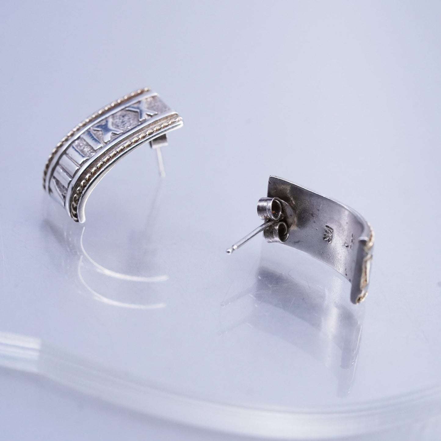925 Sterling Silver Roman Number Earrings, 14K yellow gold huggie Studs Hoops