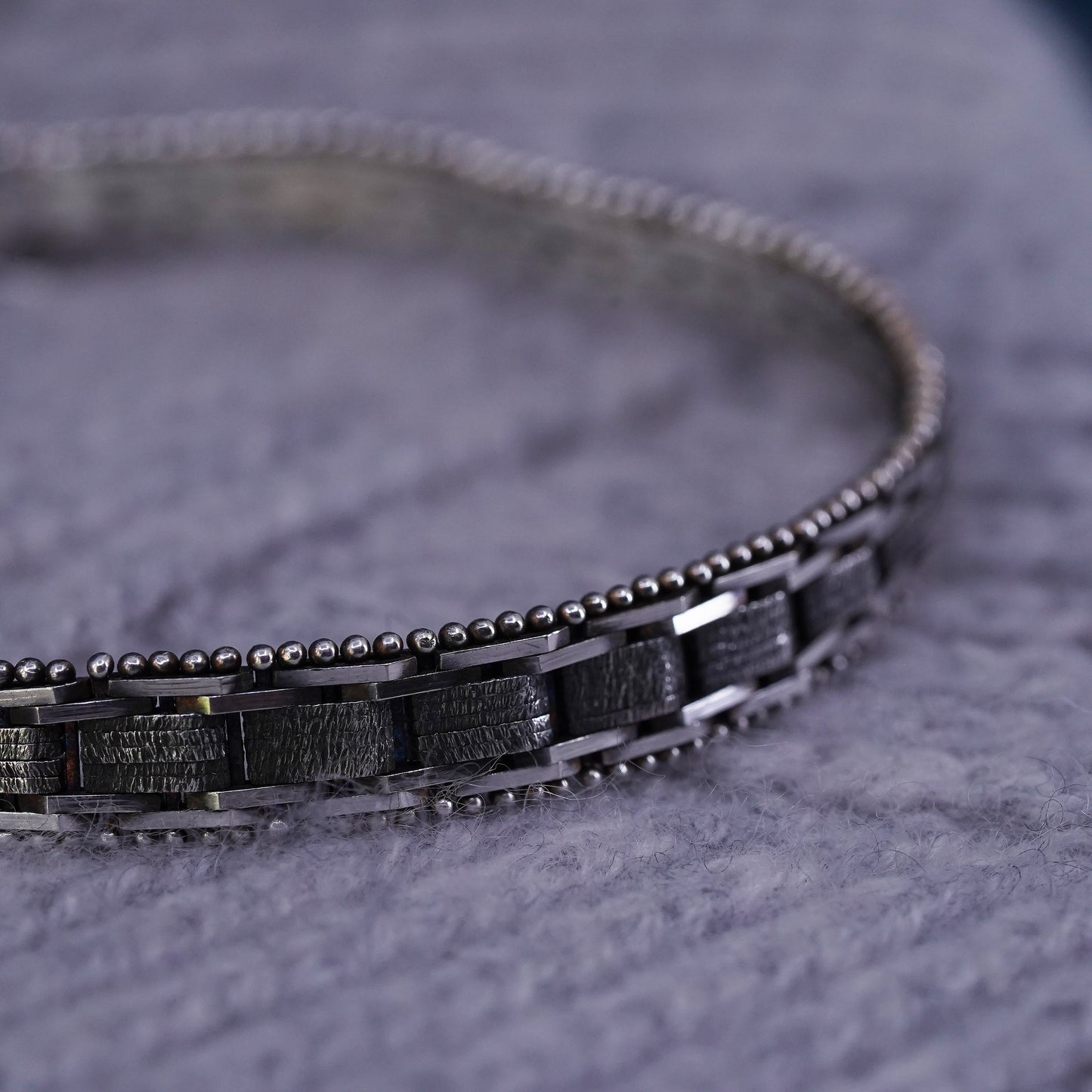 7.25", Vintage Italian sterling 925 silver chain, Italy Riccio bracelet