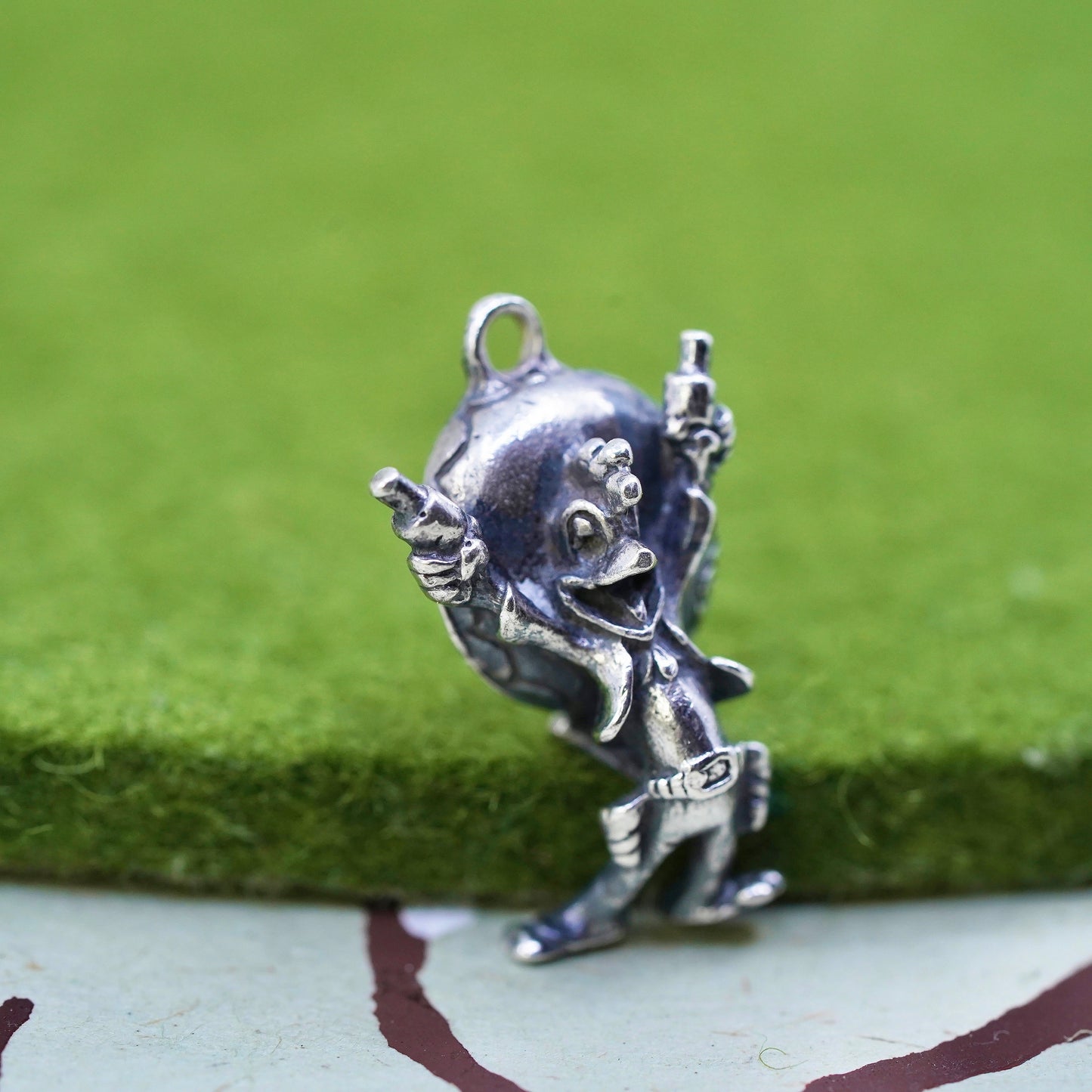 Vintage Sterling silver handmade pendant, 925 Yosemite Sam bird charm