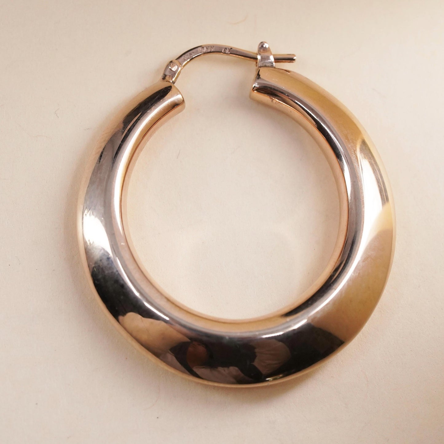 1.5", Italian vermeil gold over sterling 925 silver single earring, hoop