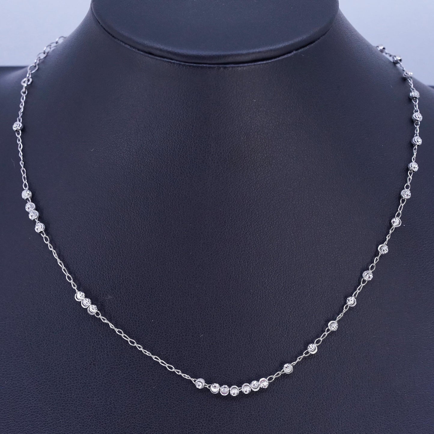 12+3" Italian sterling 925 silver circle, choker collar necklace textured beads