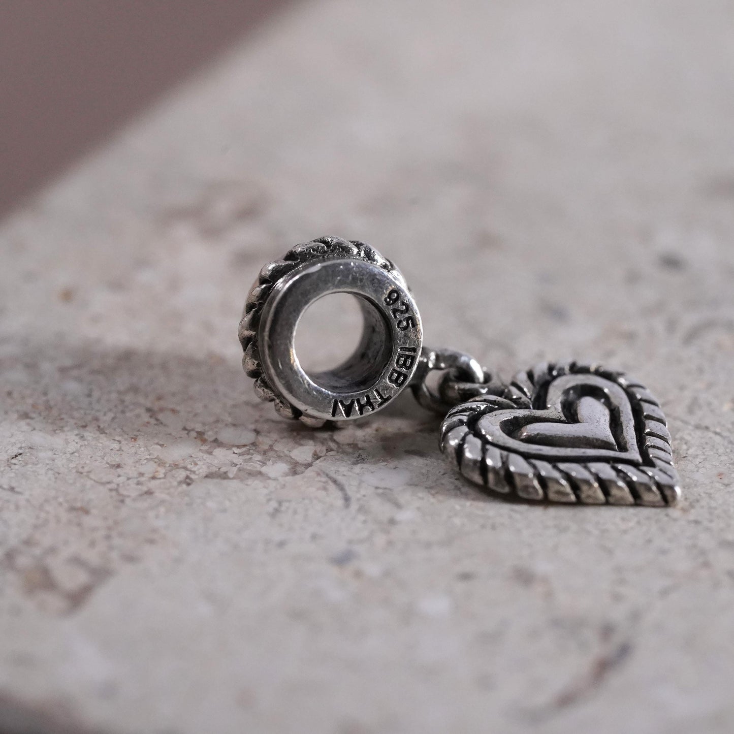 Vintage sterling silver handmade pendant, 925 heart charm