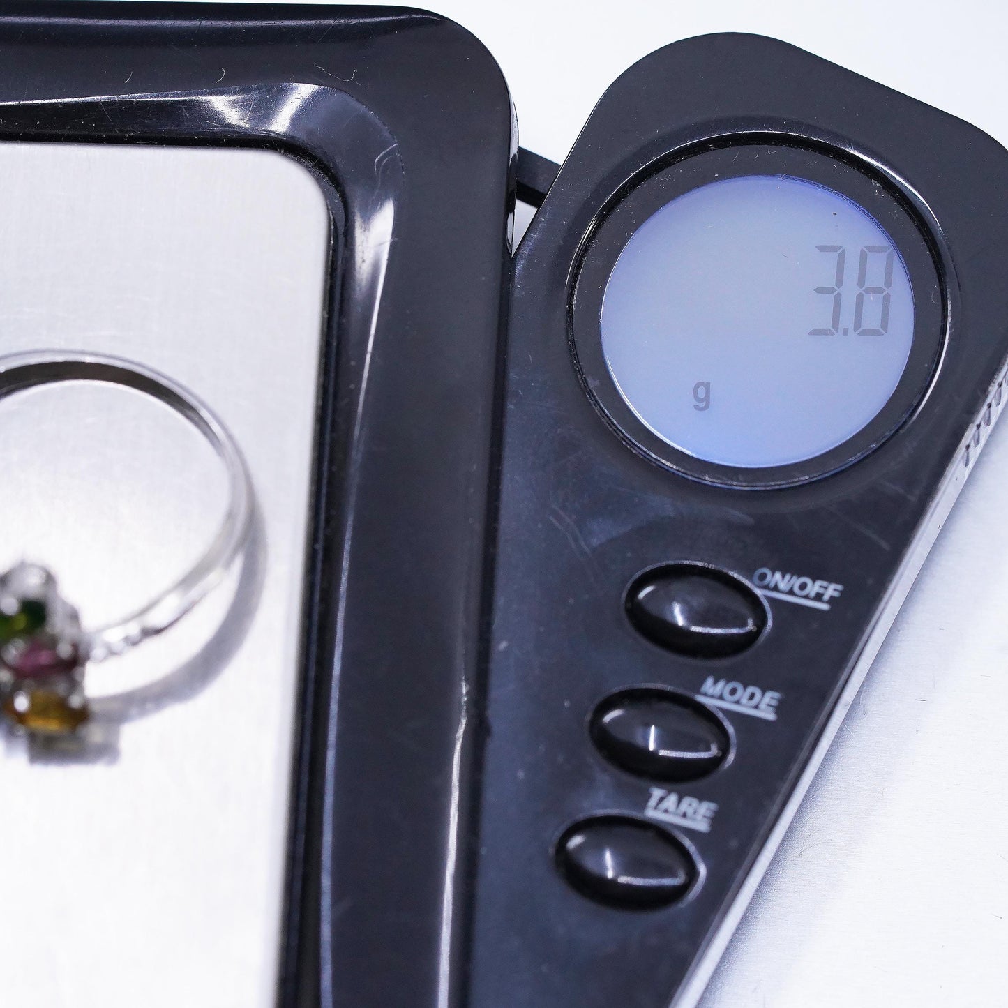 size 9.75, 925 Sterling Silver Ring, Garnet Peridot Citrine CZ Cocktail Ring