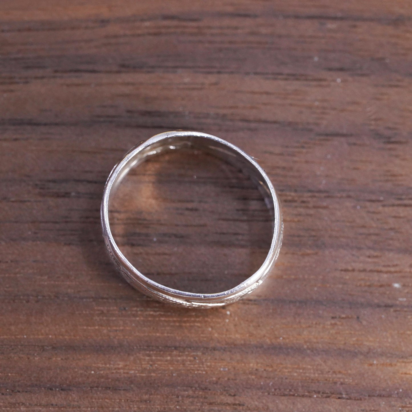 size 6, VTG southwestern Sterling silver handmade ring, 925 Openwork wide band