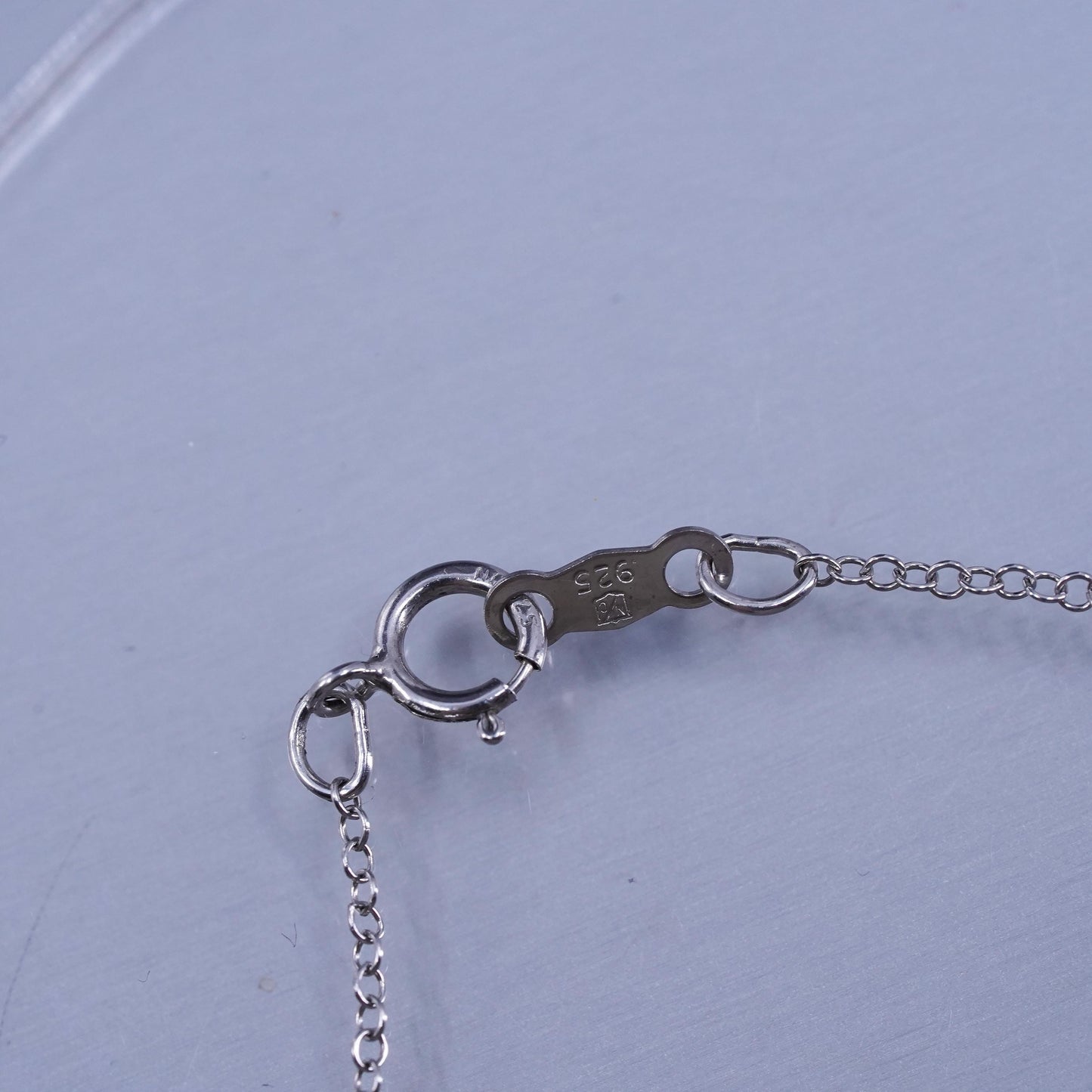 18”, vintage Sterling 925 silver handmade box necklace with rainbow topaz