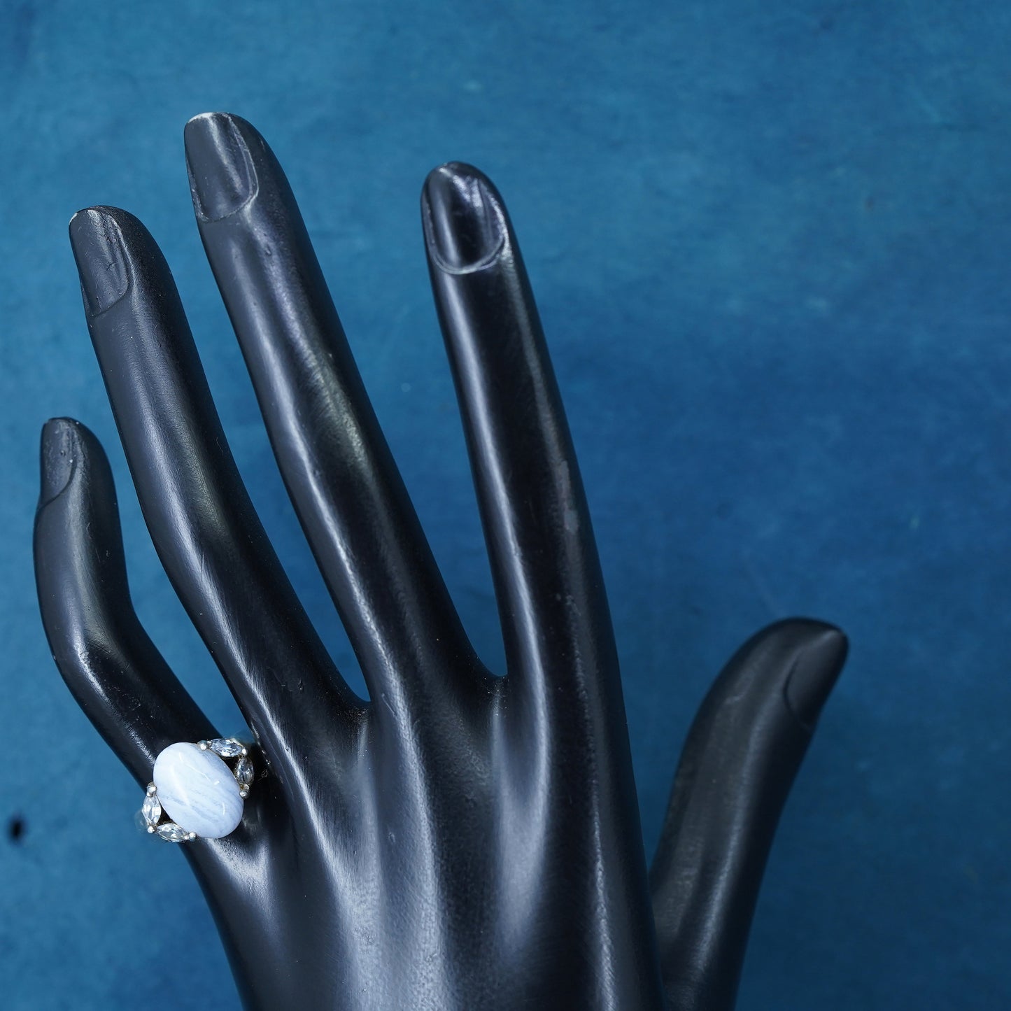 Size 5, Sterling silver 925 handmade ring with purple lace agate and marcaiste