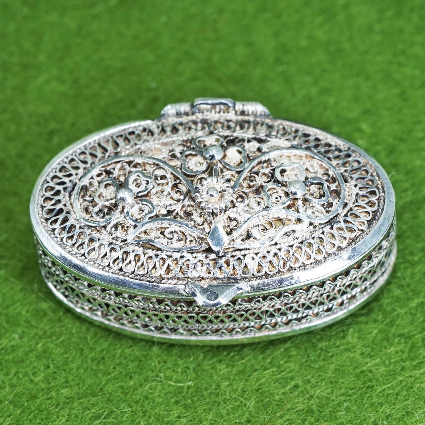 Vintage Sterling silver handmade filigree prayer box, 925 hope chest locket