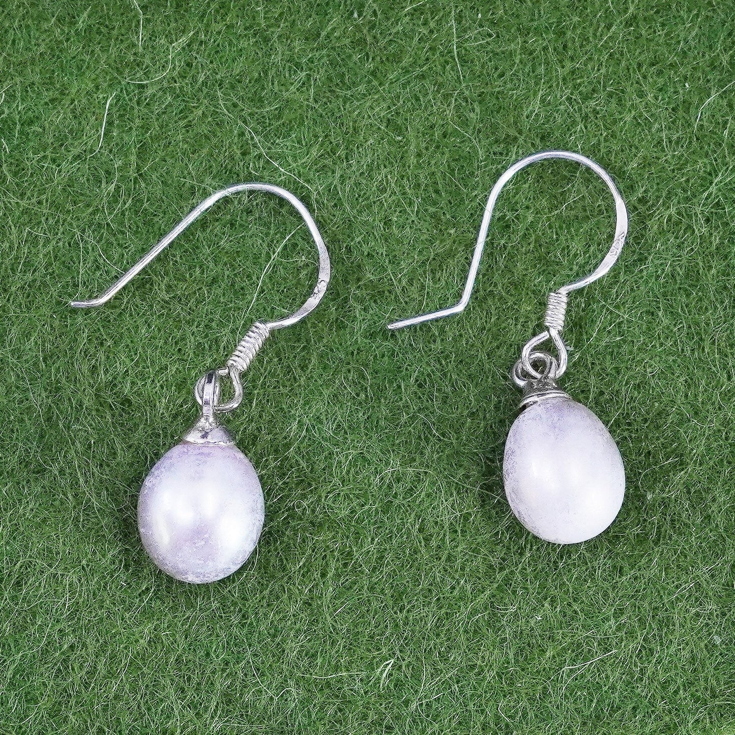Vintage Sterling 925 silver handmade earrings with freshwater pearl beads
