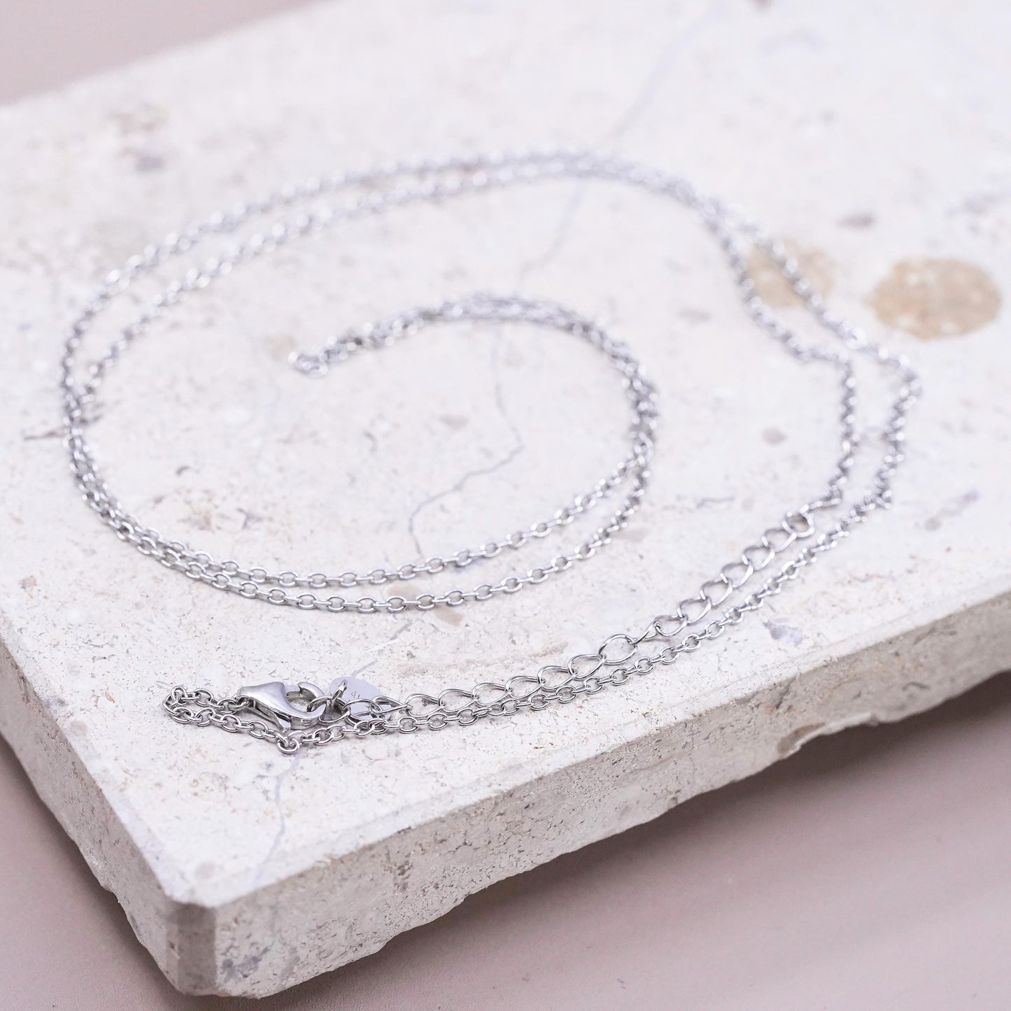 24+2”, vintage Sterling 925 Silver circle chain Necklace