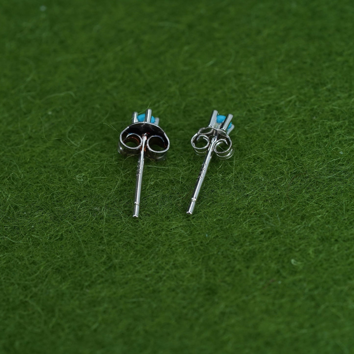 Vintage sterling silver handmade earrings, southwestern 925 studs w/ turquoise