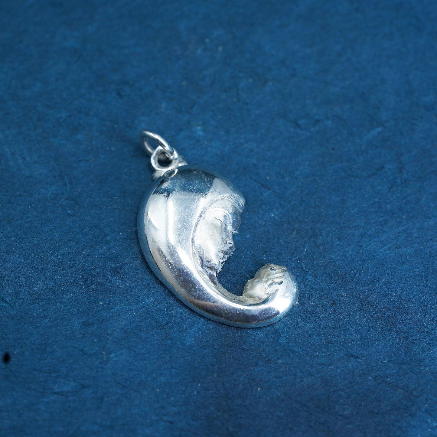 sterling silver pendant, 925 mother holding baby charm, motherhood, baby shower gift