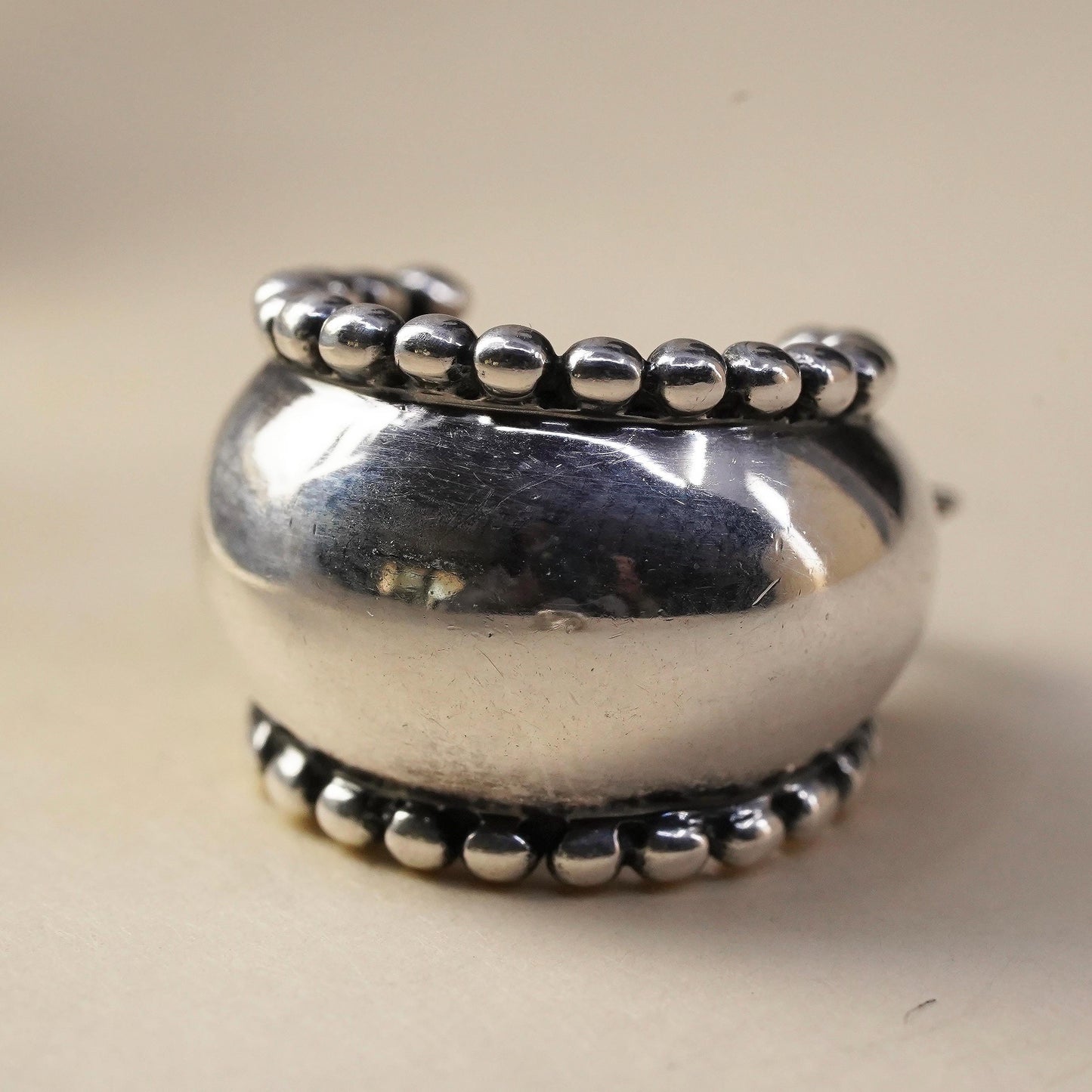 0.5”, Vintage sterling silver single earring, 925 huggie hoop with beads