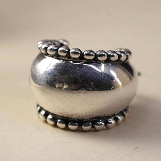 0.5”, Vintage sterling silver single earring, 925 huggie hoop with beads