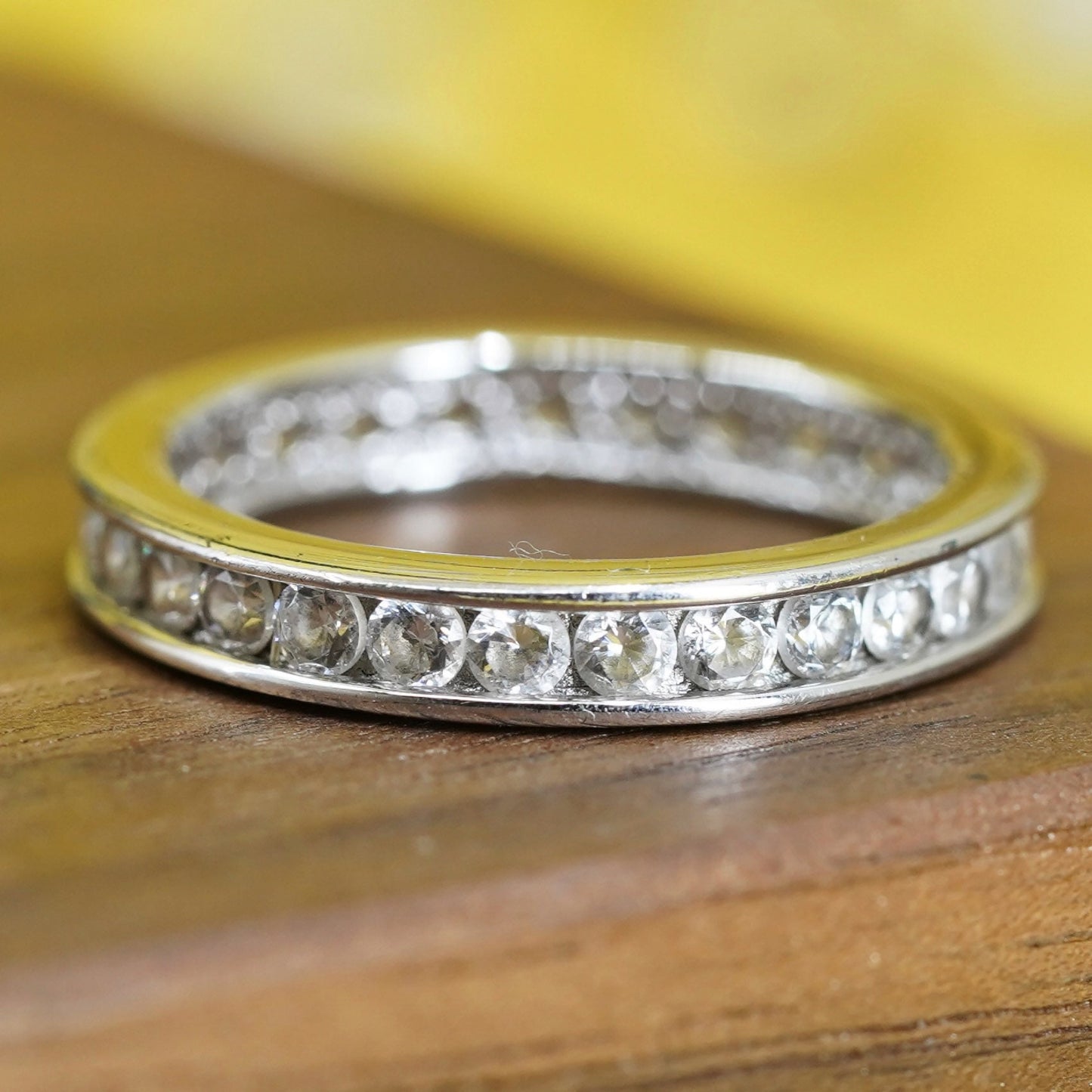 Size 7, vintage Sterling silver ring, 925 band with cz