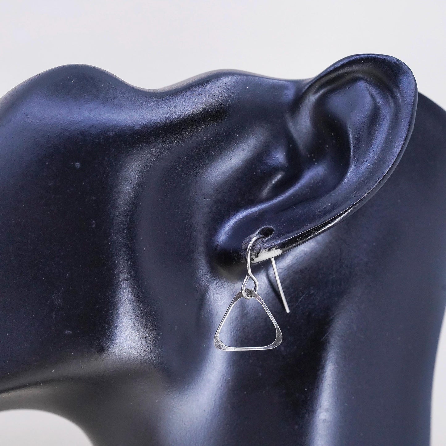 Vintage Sterling silver handmade earrings, modern 925 triangular dangles
