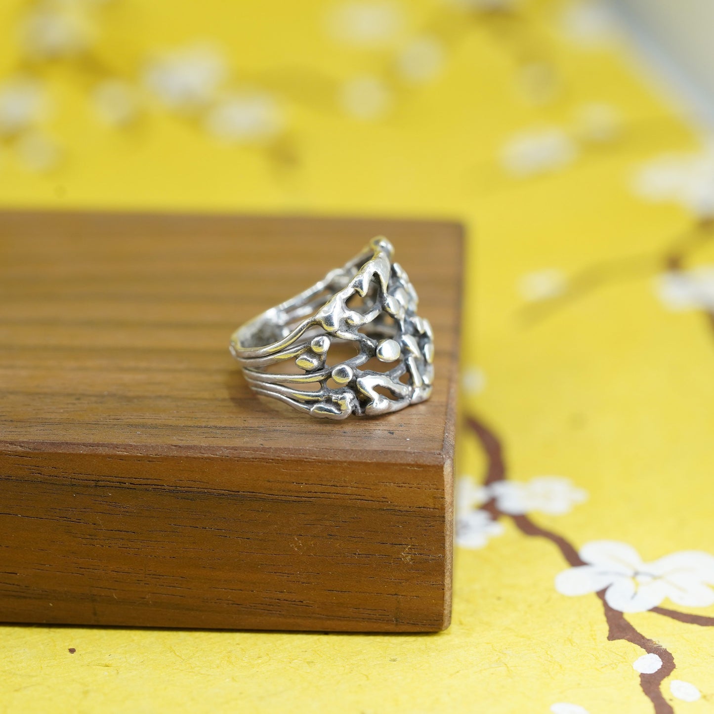 Size 5, vintage Sterling 925 silver handmade ring, filigree band