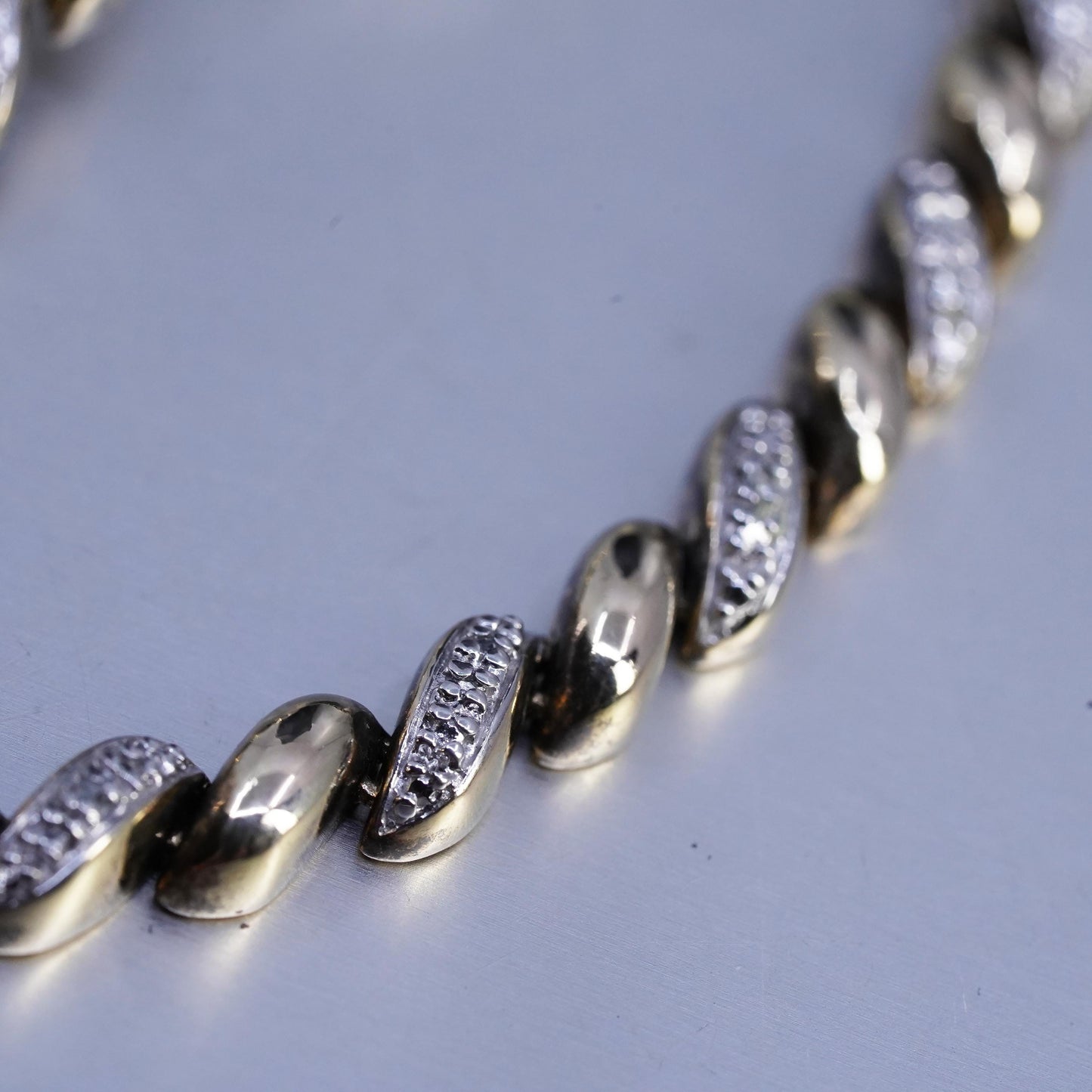 18" two tone vermeil gold over Sterling 925 silver San Marco necklace diamond