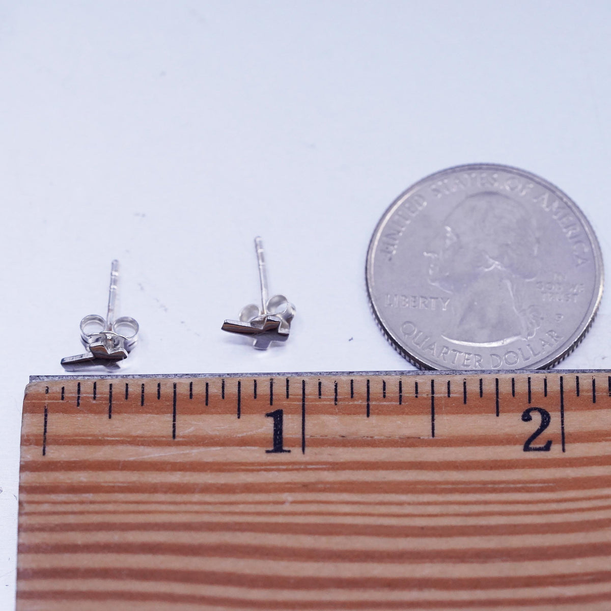Vintage Sterling 925 silver handmade earrings, cross studs