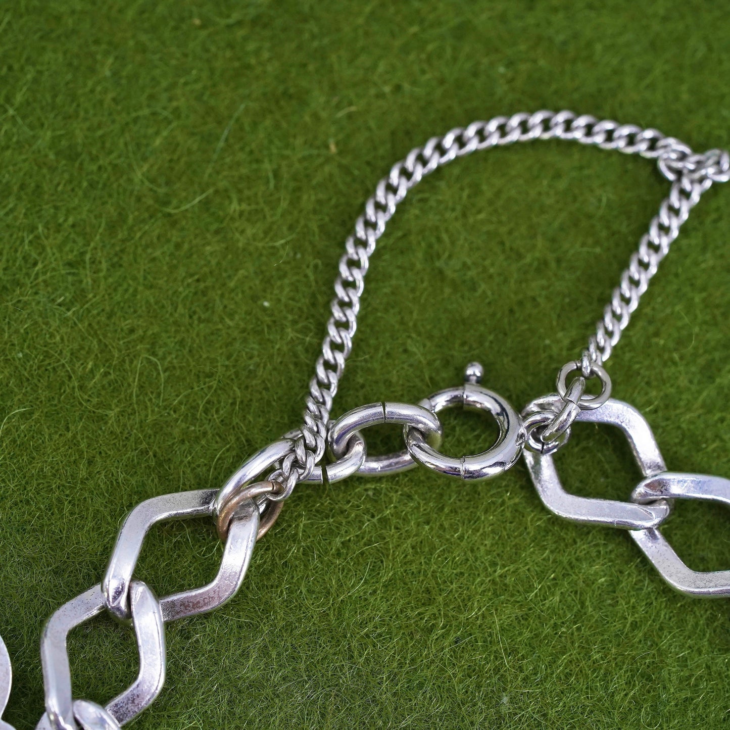 6.75" sterling silver bracelet, 925 curb link chain with charms embossed names