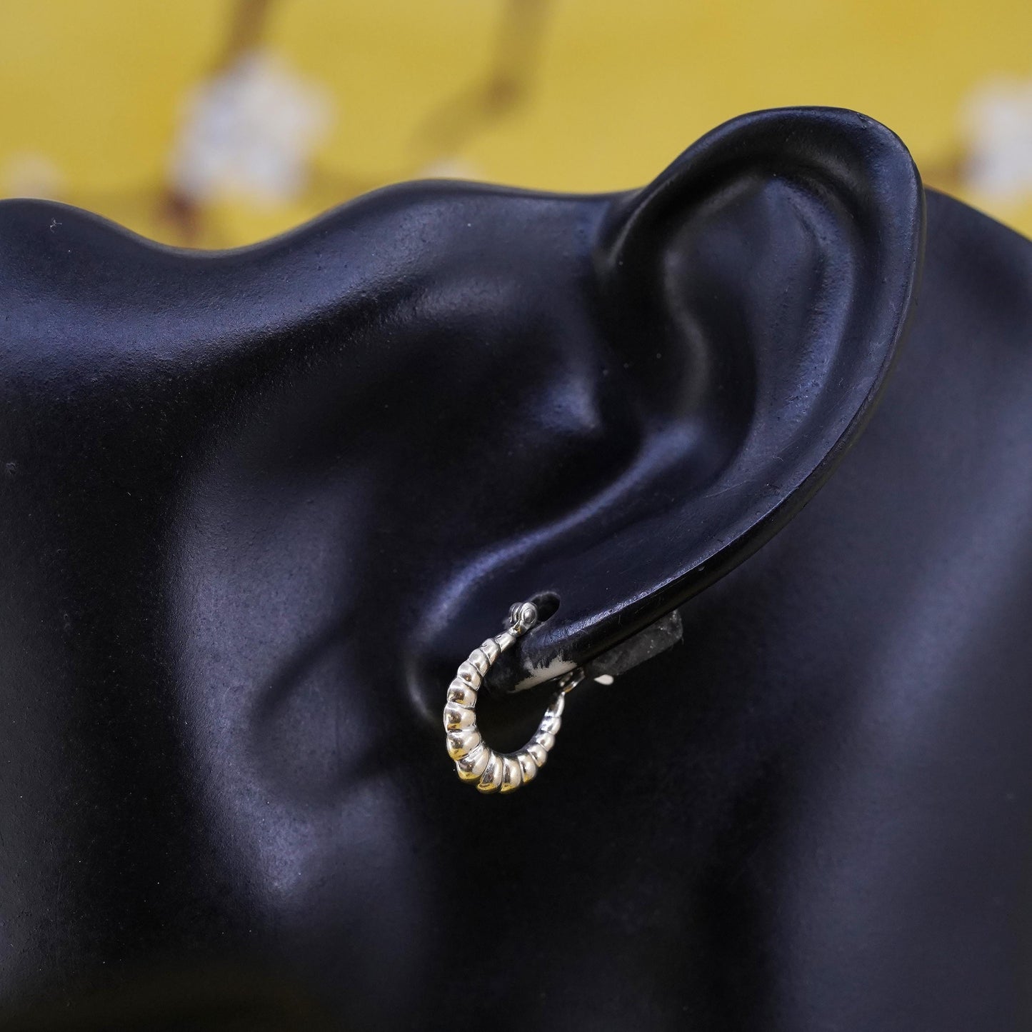 0.5”, vermeil gold over Sterling silver handmade earrings, ribbed 925 hoops