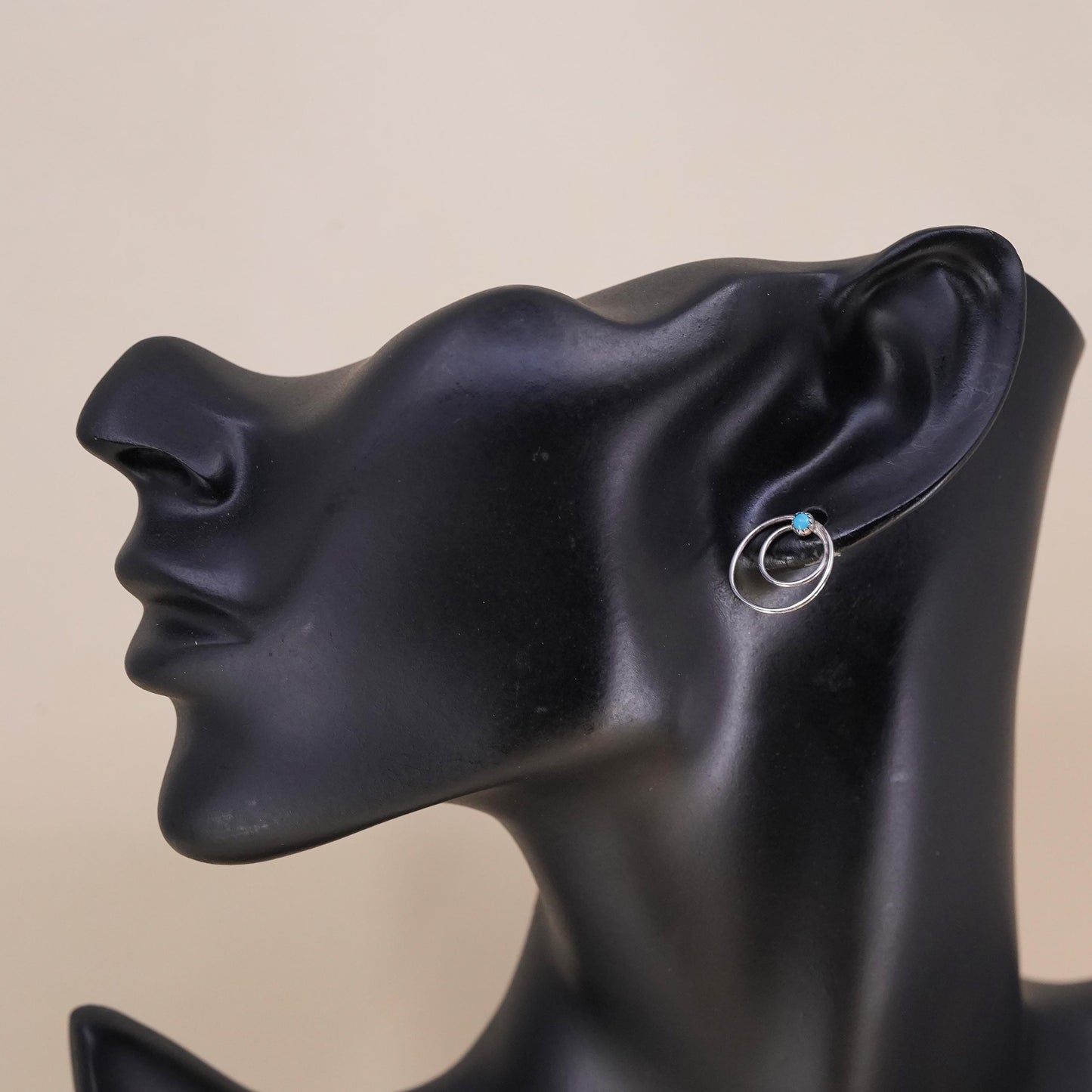 Vintage southwestern Sterling 925 silver stud with turquoise, single earring