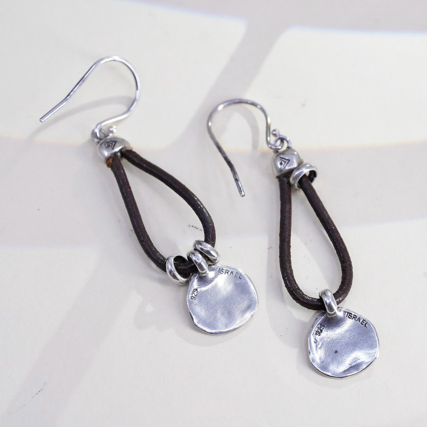 SILPADA Israeli 925 Sterling Silver Leather PRAIRIE GIRL Disc Earrings W2179