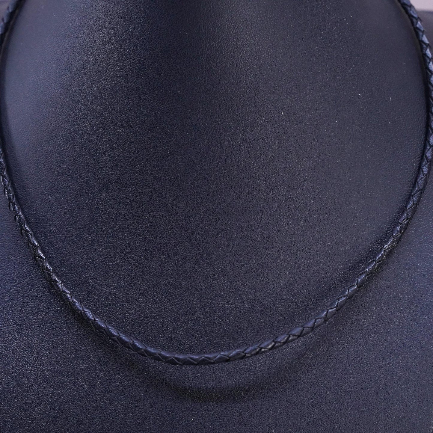 18" 3mm, vintage Sterling Silver Multi Strand woven braided Leather Necklace