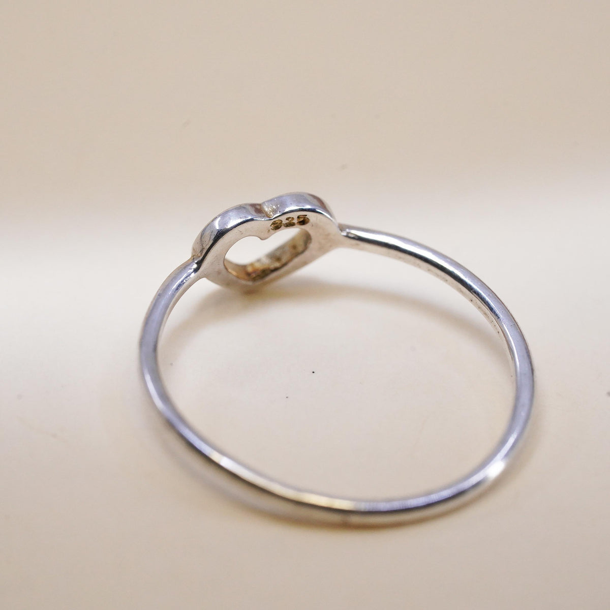 Size 5.75, Vintage sterling silver handmade stackable ring, 925 heart band