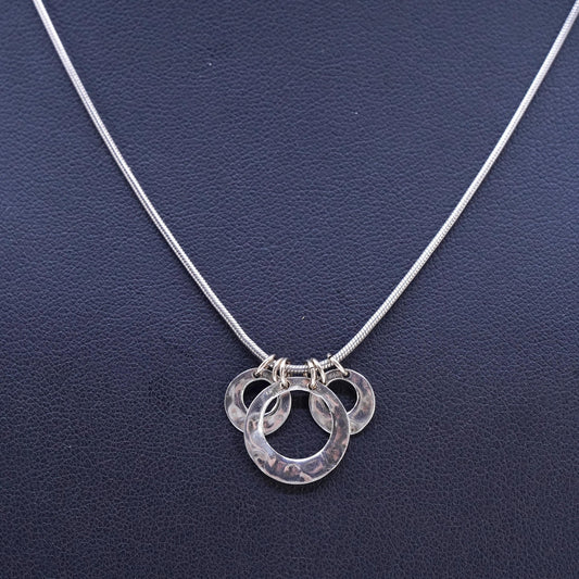 18", Brighton Sayan Sterling Silver snake Necklace and hammered circle pendant