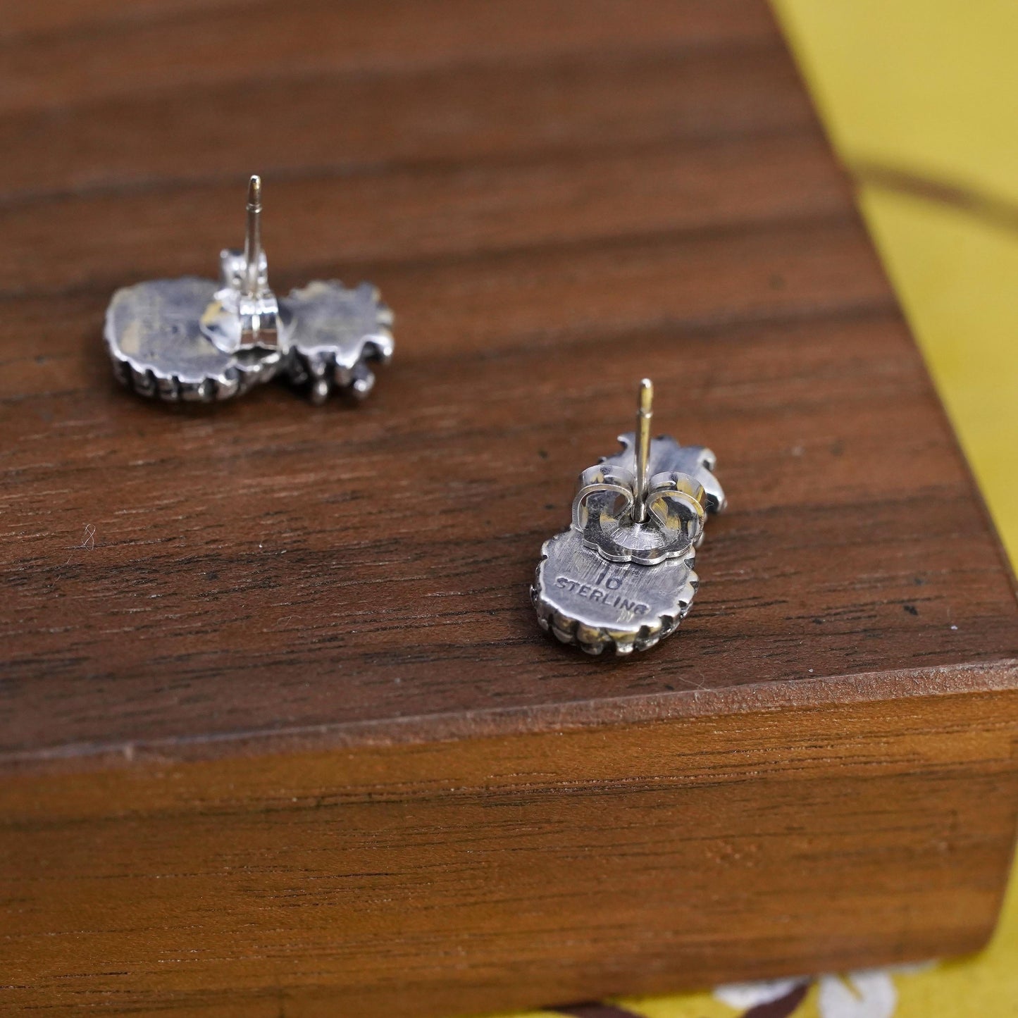 VTG Native American southwestern Sterling silver earrings, 925 pineapple studs