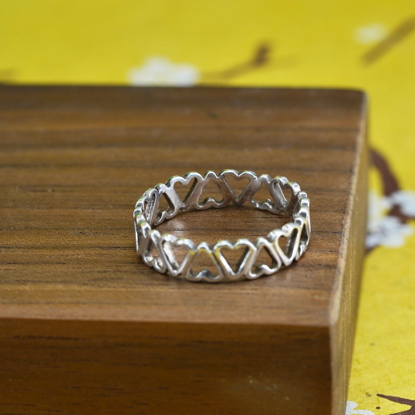 Size 10.25, vintage Sterling silver handmade ring, 925 heart band