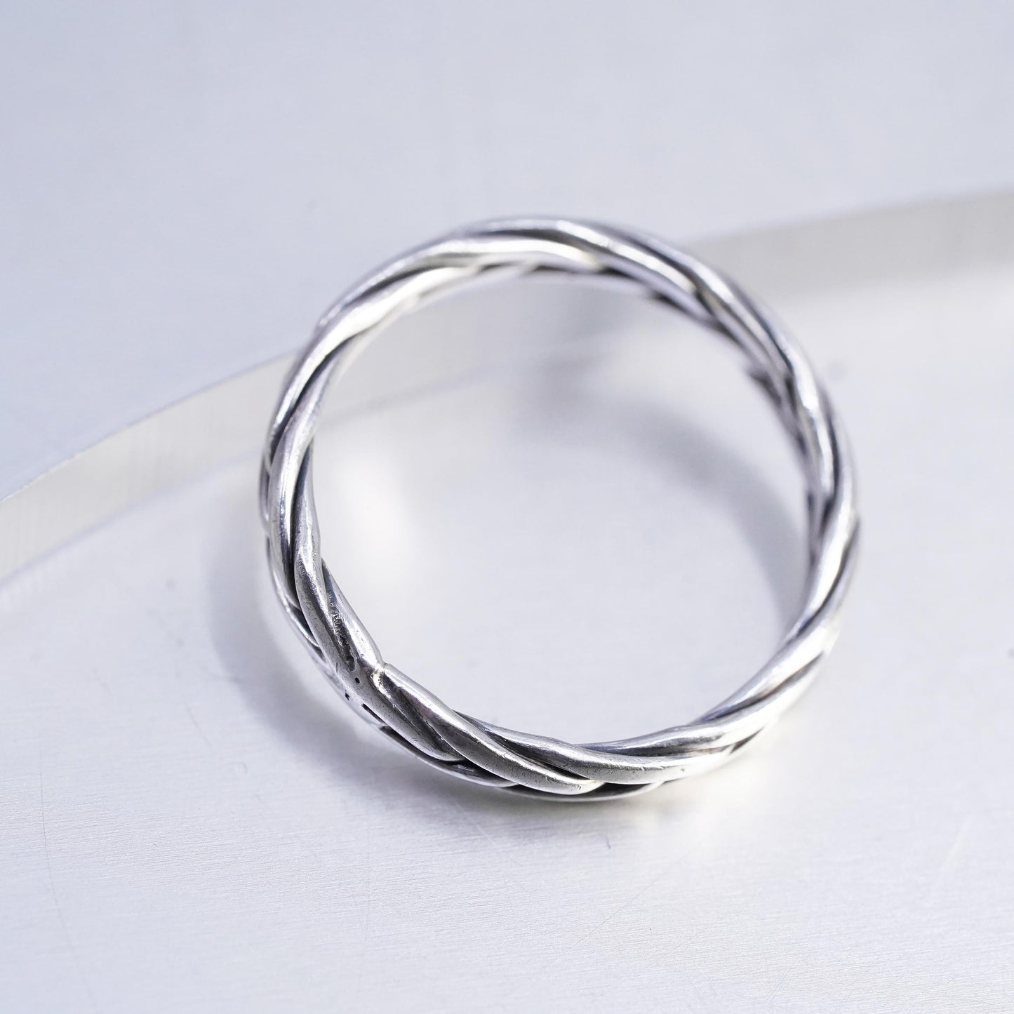 Size 7, vintage southwestern Sterling 925 silver statement ring, cable band