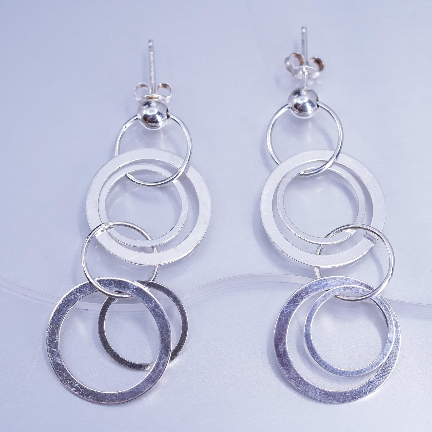 Vintage Italian Sterling 925 silver handmade entwined circle earrings