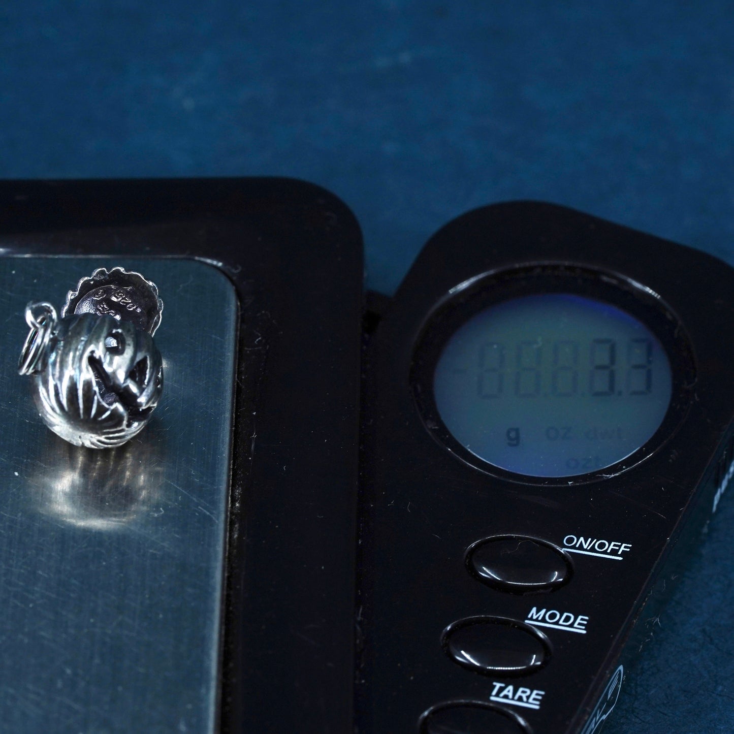 Vintage Sterling silver pumpkin prayer box pendant, 925 locket charm