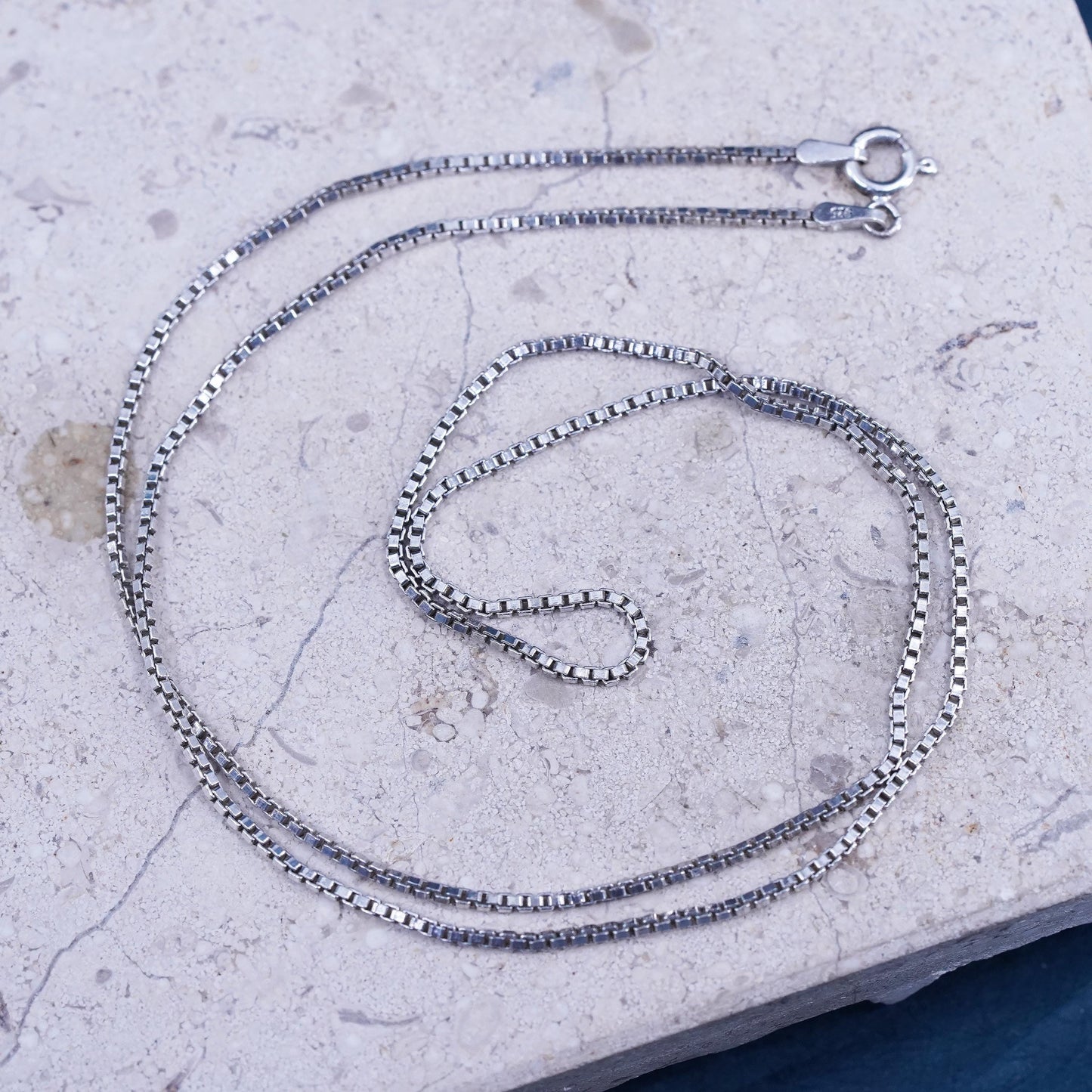 20" 1.6mm, vintage Italian Sterling silver necklace, 925 box chain