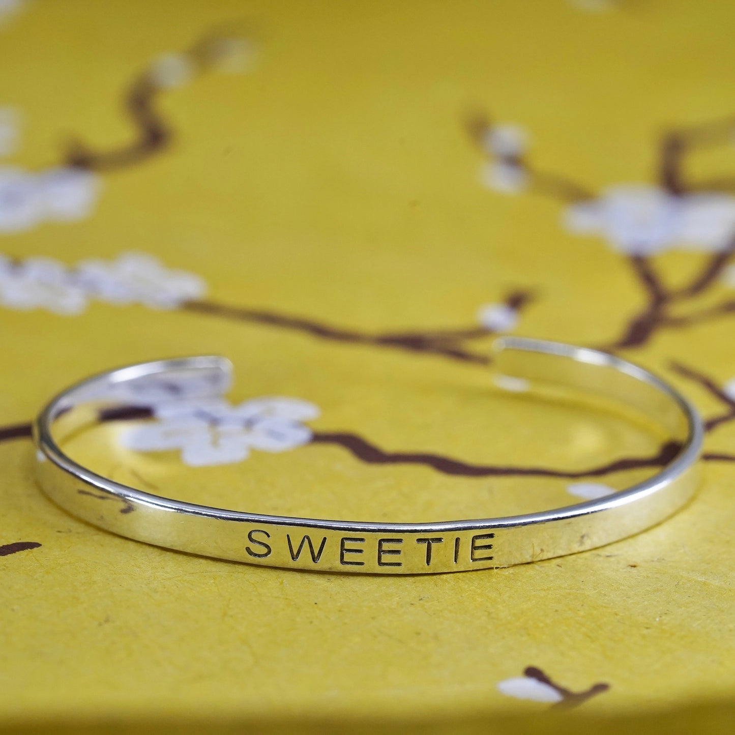 5", southwestern Sterling silver handmade bracelet, 925 cuff embossed “Sweetie”