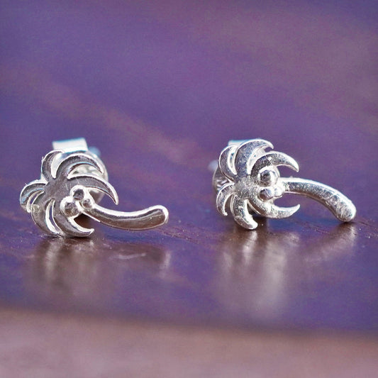 vintage Sterling silver handmade earrings, 925 palm tree studs