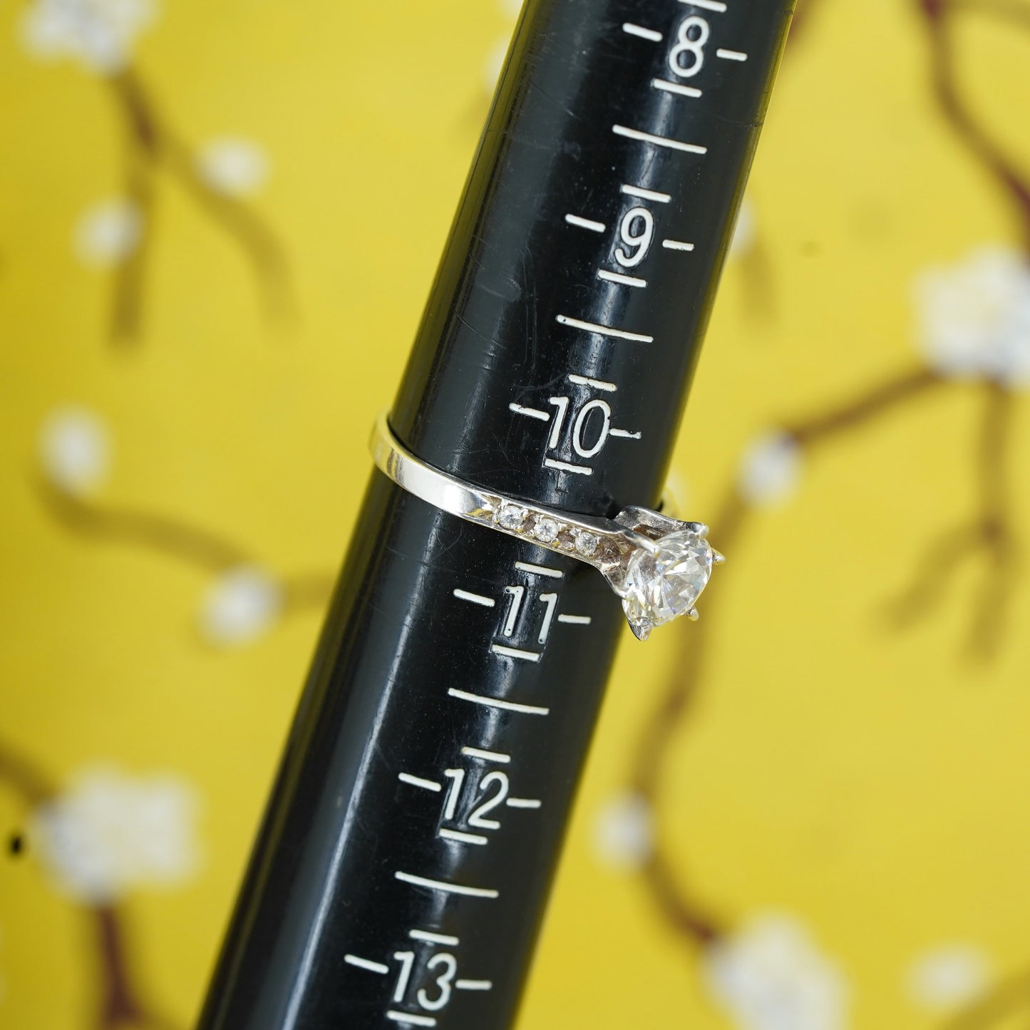 Size 10.5, vintage Sterling silver 925 engagement ring with cz