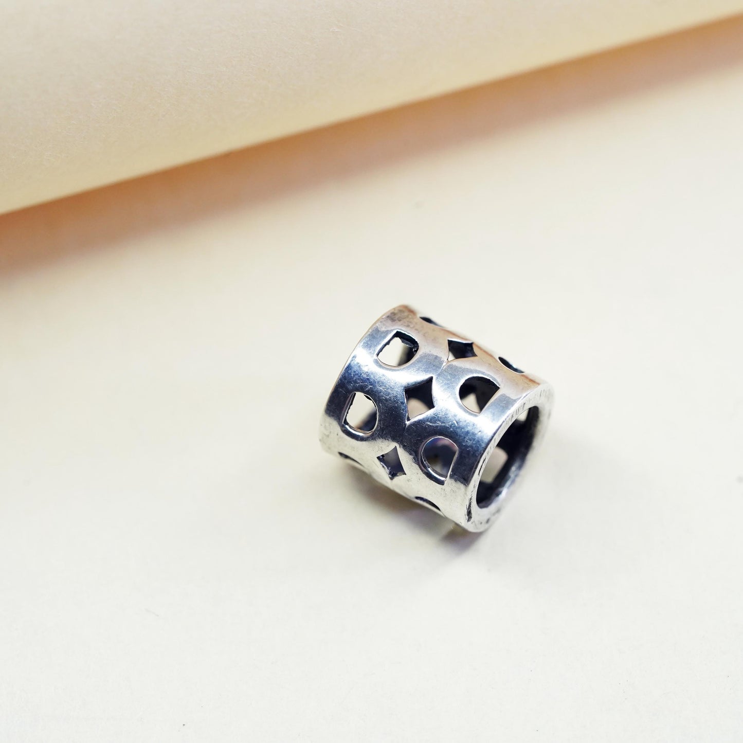 Vintage Sterling silver handmade pendant, 925 slide on bead charm