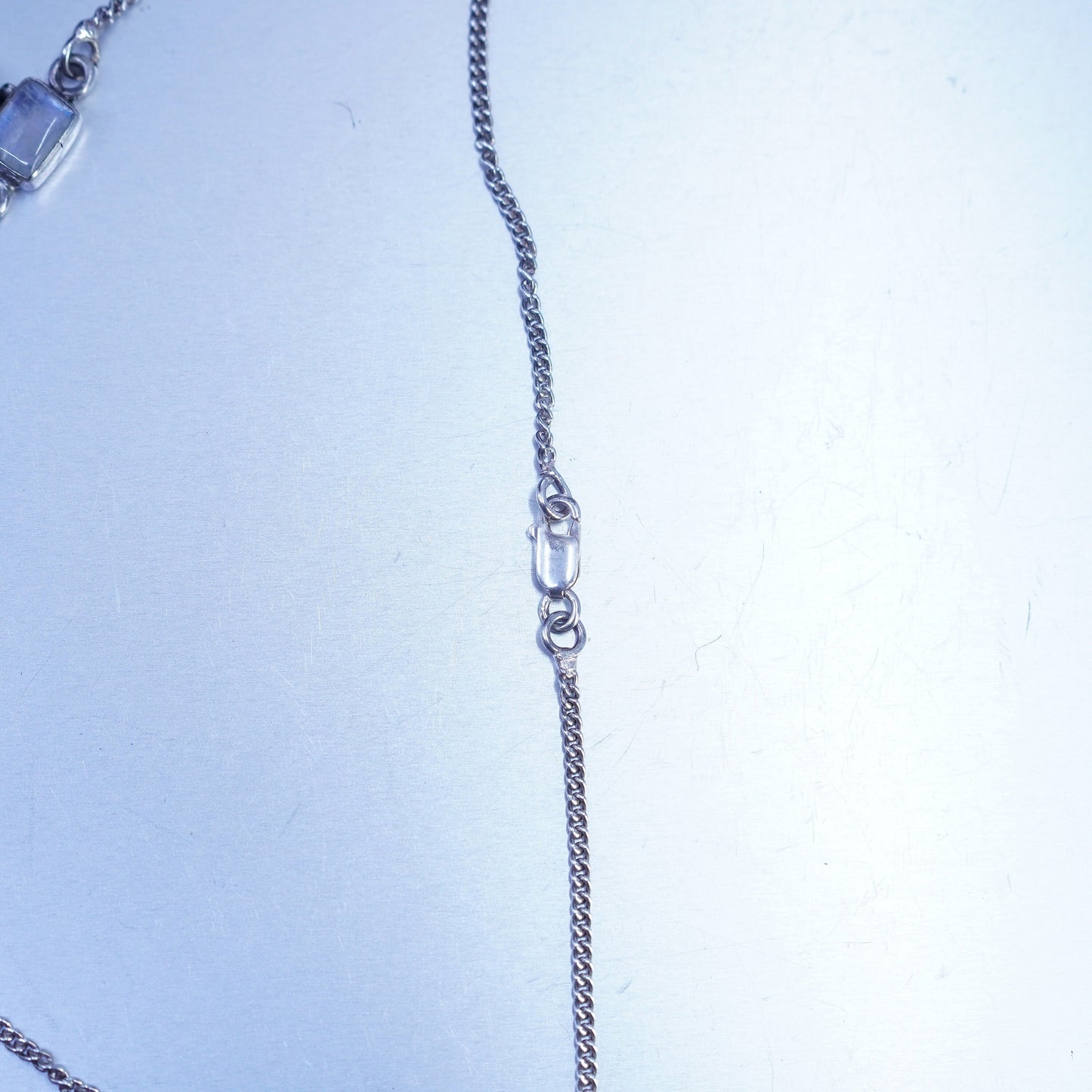 16”, vintage Sterling 925 silver handmade necklace with moonstone pendants