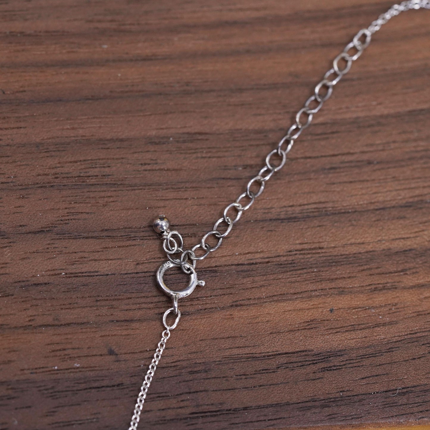 16+2" sterling 925 Silver circle chain necklace triangular pyramid pendant